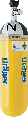 Dräger CFK Druckluftflasche - gefüllt - gelb - (30 Jahre) - 6, 8L-300bar - Ventil, G5-8 gerade - mit Abströmsicherung (3362599)... (Bild 1)