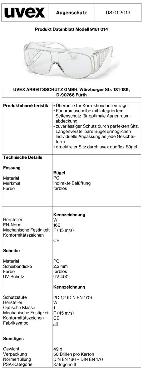 uvex 9161 Schutzbrille große Bügel (Bild 6)