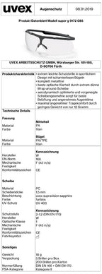 uvex super g 9172 Schutzbrille Schwarz-Klar (Bild 2)