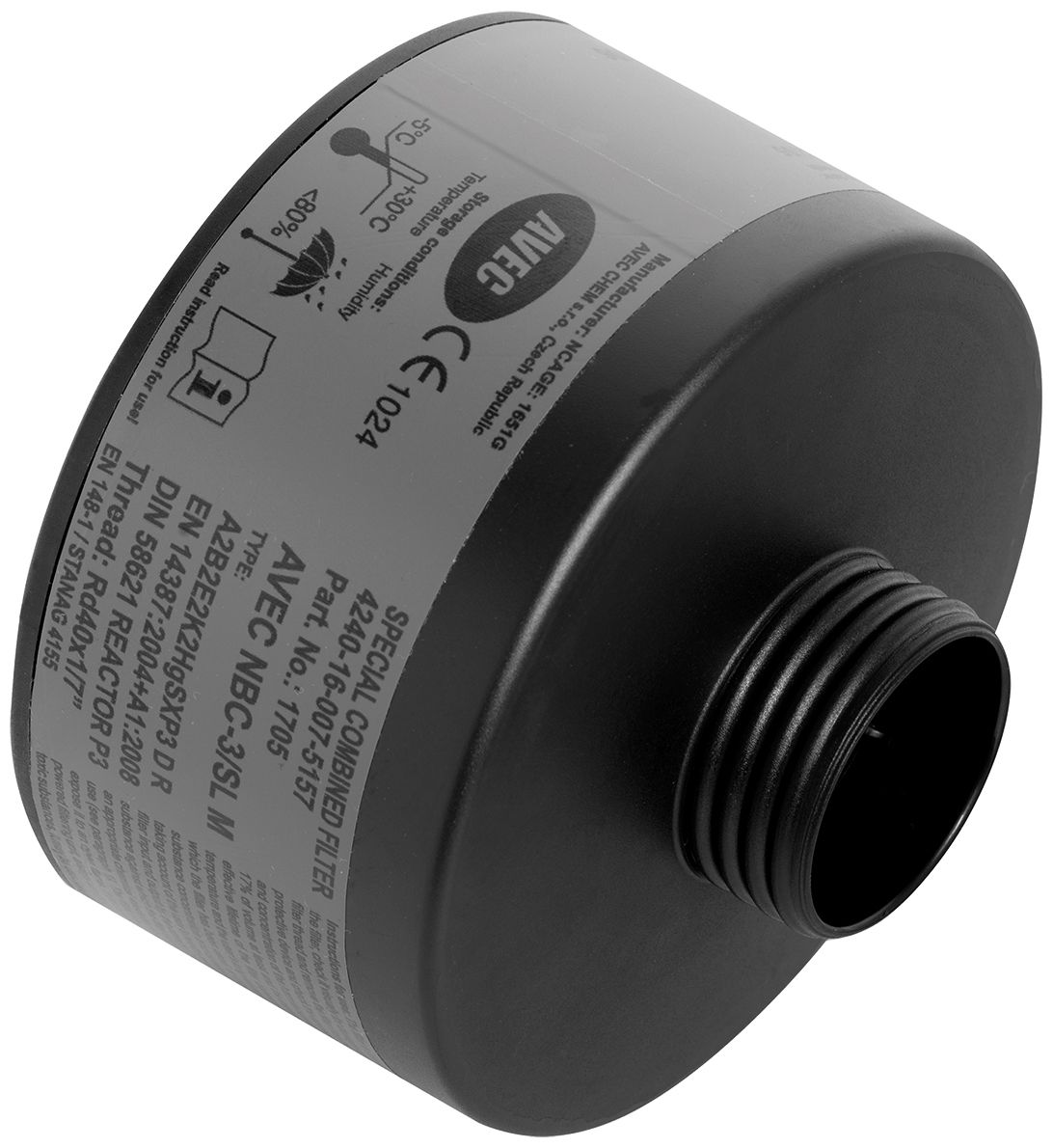 AVEC CHEM - NBC Katastrophenschutz Filter - gegen nukleare, biologische und chemische Kampfstoffe - mit Rd40-Anschluss NBC-3-SL (Bild 3)