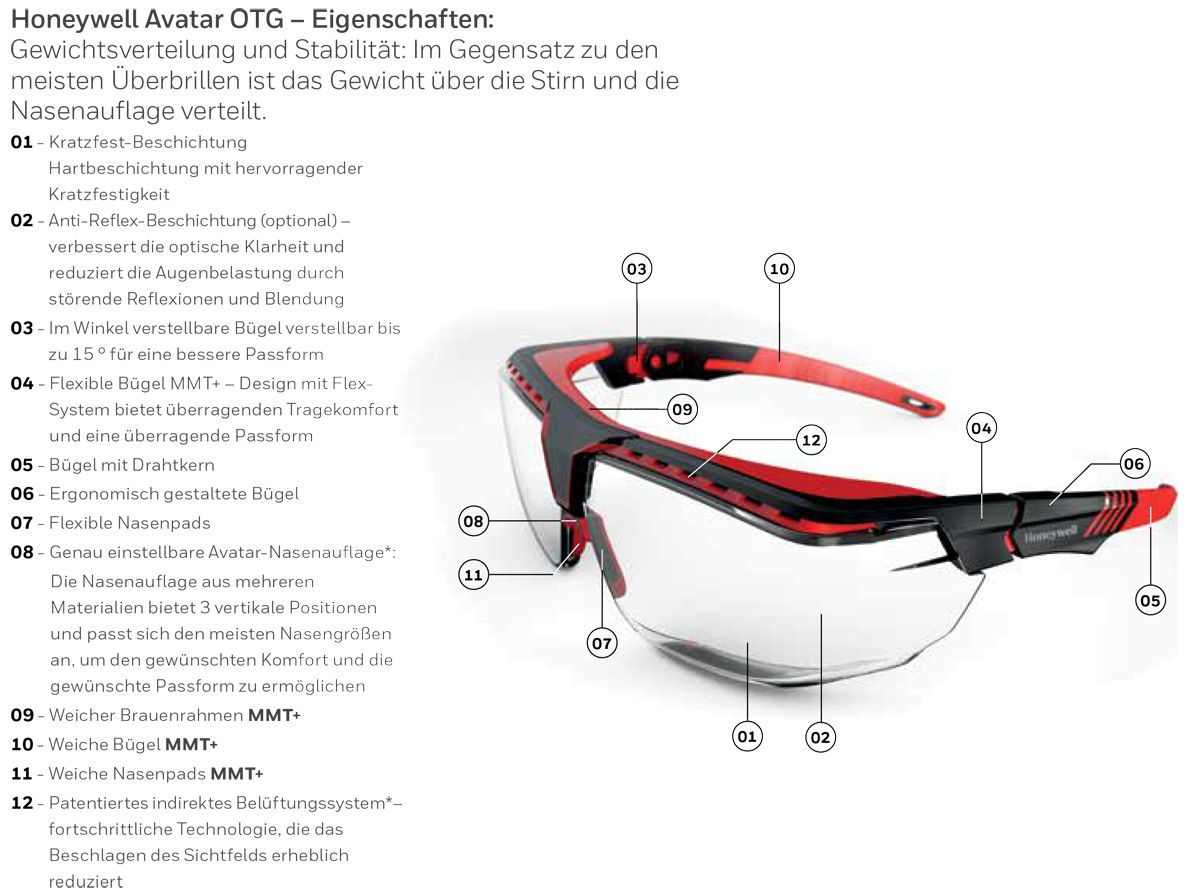 Honeywell Avatar OTG Schutzbrille für Brillenträger Klar (Bild 7)