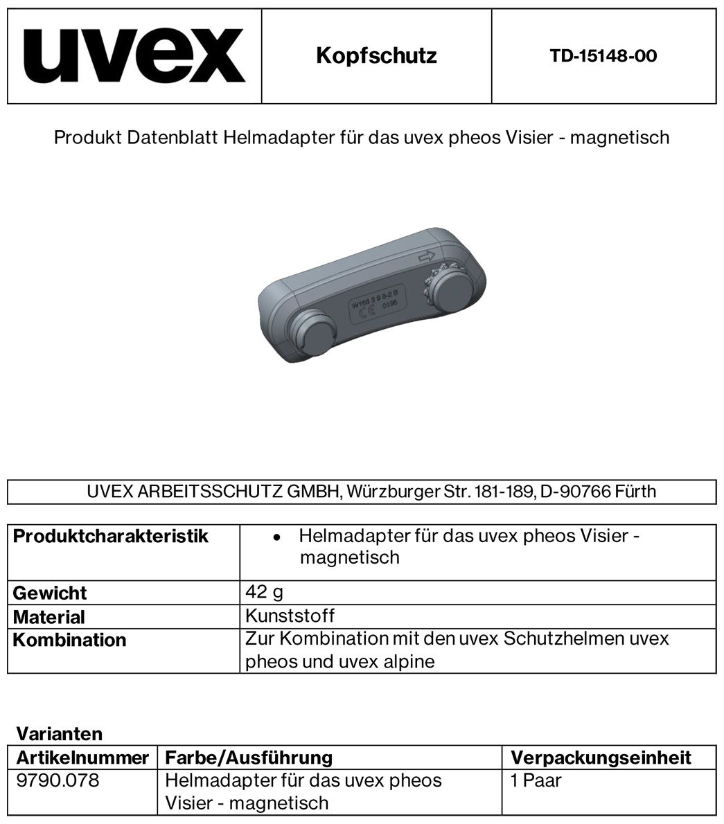 uvex Gehörschutz-Helm-Adapter - zur Verwendung der Gehörschutz-Kapseln K2H ohne Visier - geeignet für uvex pheos (Bild 3)