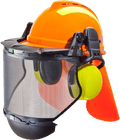 MSA V-Gard 500 Waldarbeiter-Schutzhelm mit Gehörschutz, Nackenschutz & Visier (Bild 1)