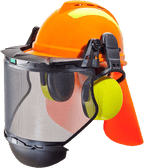MSA V-Gard 500 Waldarbeiter-Schutzhelm mit Gehörschutz, Nackenschutz & Visier (Bild 1)