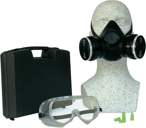 EKASTU Atemschutz-Set Profil - mit Halbmaske, zwei A2P3-Filtern, Vollsicht-Schutzbrille & zwei Paar Ohrstöpsel (Bild 1)