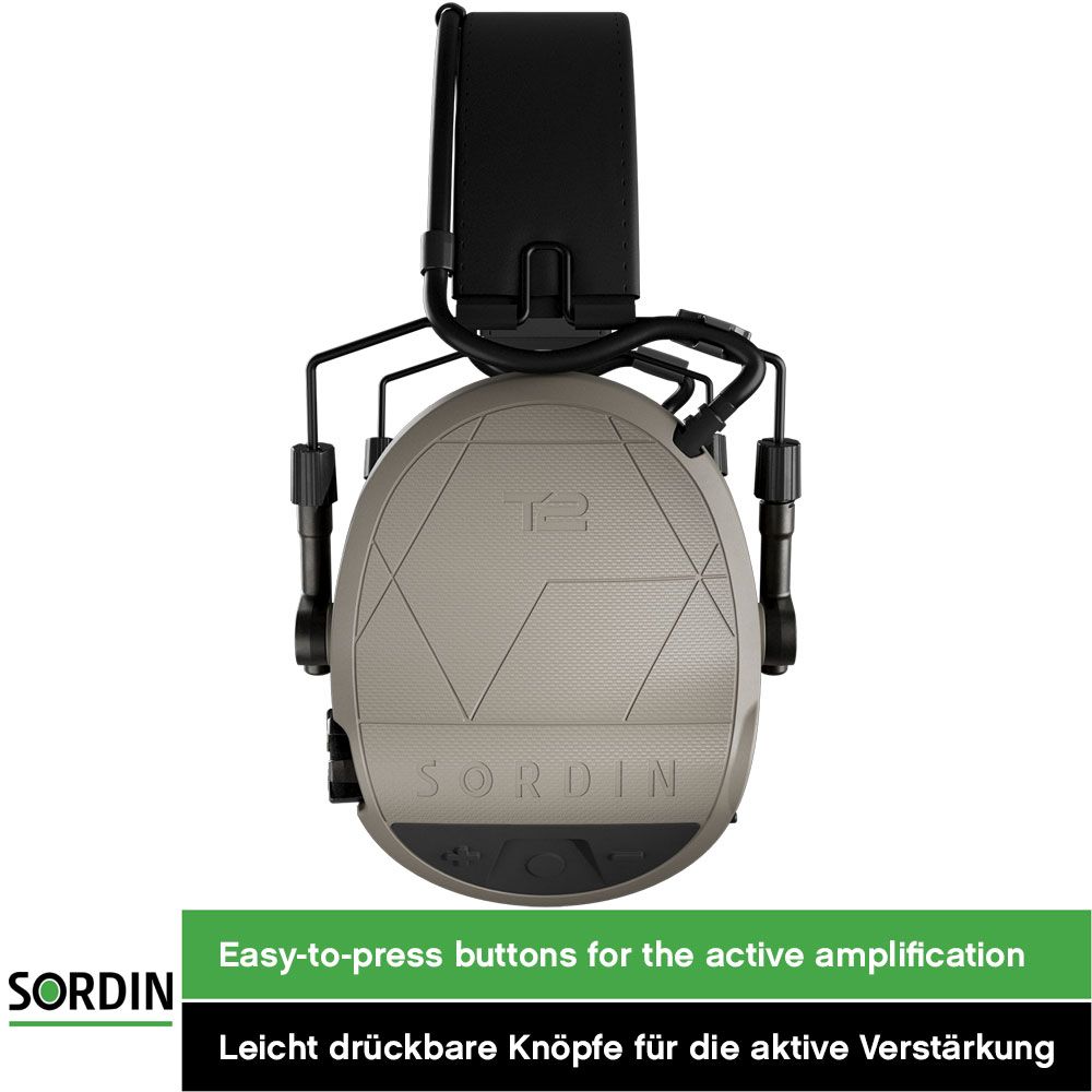 Sordin Supreme T2 Kapsel-Gehörschutz aktiv mit Leder-Kopfband Tan (Bild 6)