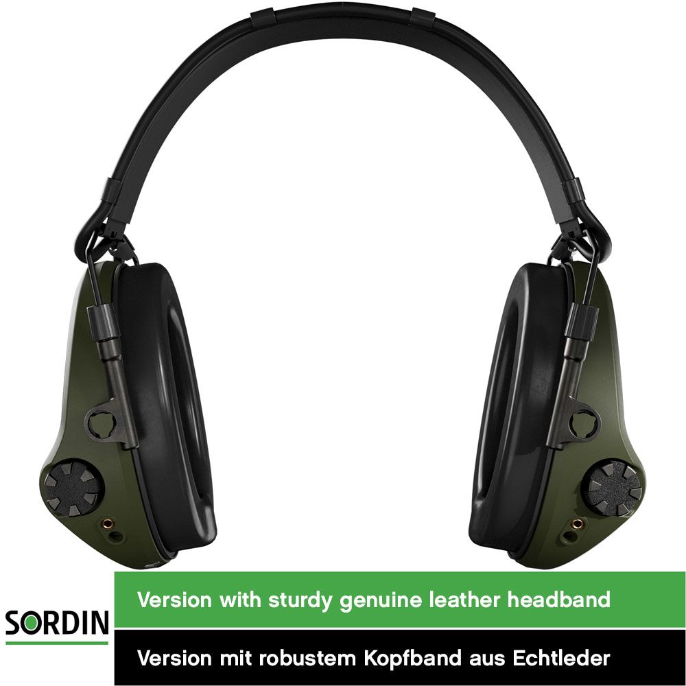Sordin Supreme T2 Kapsel-Gehörschutz aktiv mit Leder-Kopfband Oliv (Bild 5)