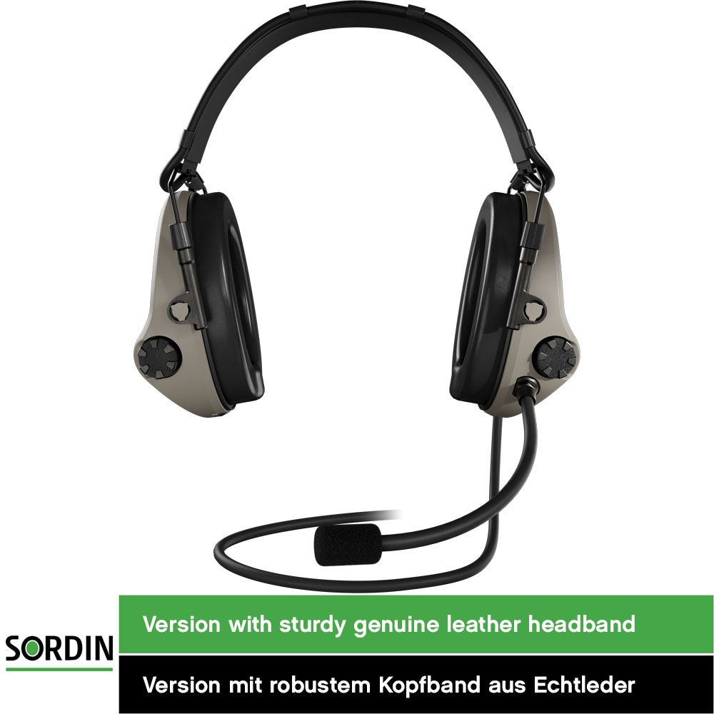 Sordin Supreme T2 CC Kapsel-Gehörschutz aktiv mit Leder-Kopfband, Mikrofon & TP120-Anschluss Tan (Bild 5)