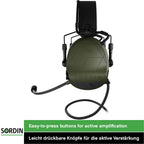 Sordin Supreme T2 CC Kapsel-Gehörschutz aktiv mit Leder-Kopfband, Mikrofon & TP120-Anschluss Oliv (Bild 5)