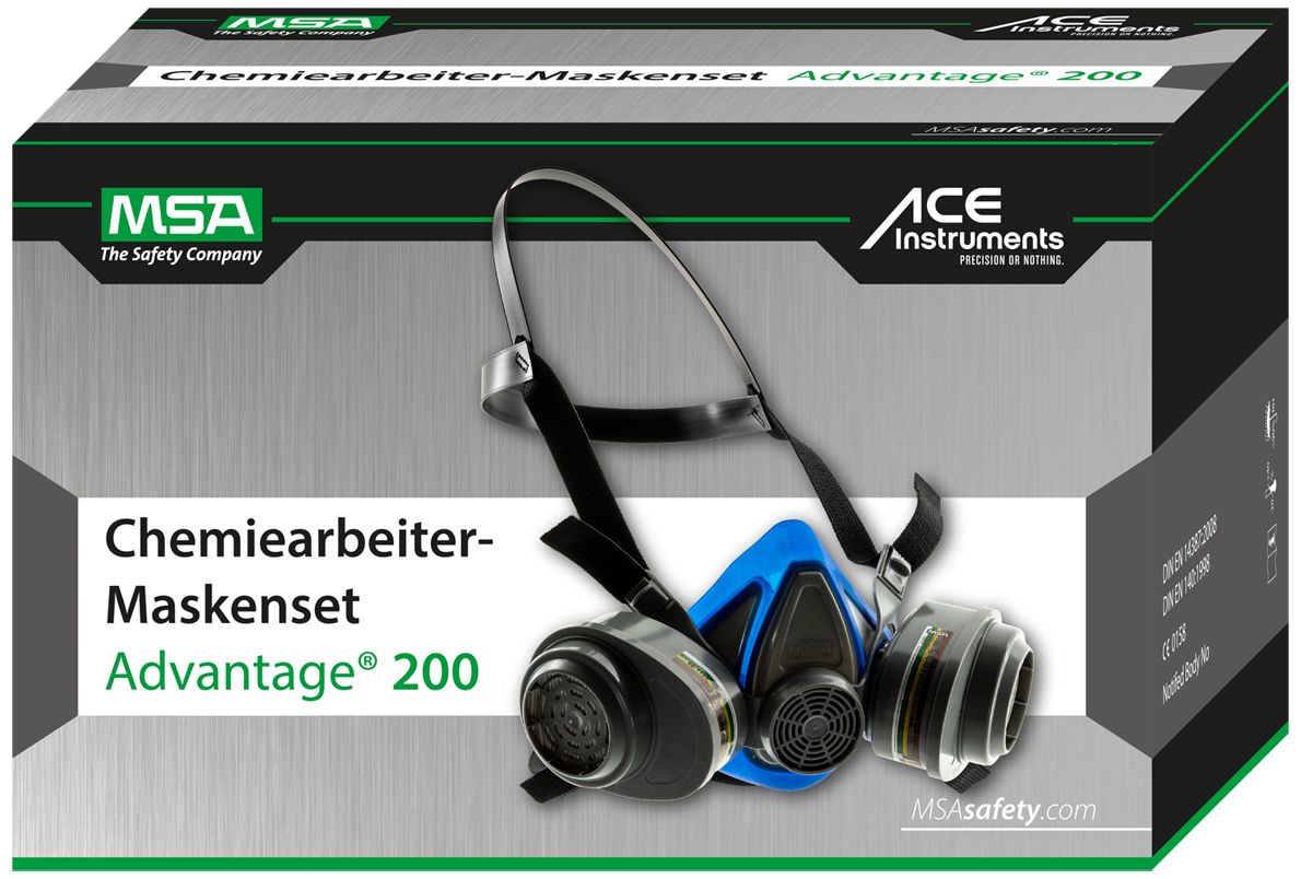 MSA Advantage 200 Atemschutz-Set - Halbmaske mit Filter - für die Arbeit mit Staub - Farbe, Sprays & Lack - Chemikalien A2B2E1K1P3R (Bild 2)
