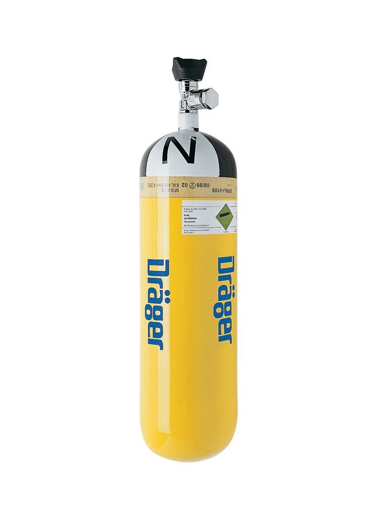 Dräger CFK Druckluftflasche - gefüllt - gelb - (30 Jahre) - 6,8L-300bar - Ventil, G5-8 gerade - mit Abströmsicherung (3362599)... (Bild 2)