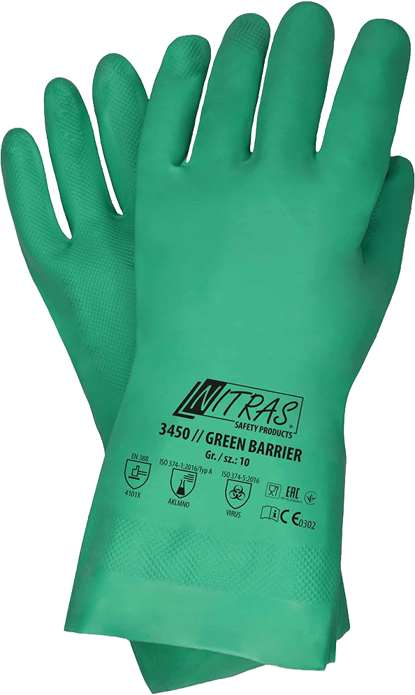 12 Paar Nitras 3450 Green Barrier Chemikalienhandschuhe Gr. 8 (Bild 1)