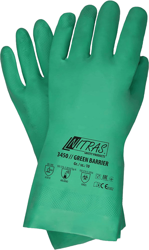 12 Paar Nitras 3450 Green Barrier Chemikalienhandschuhe Gr. 8 (Bild 1)