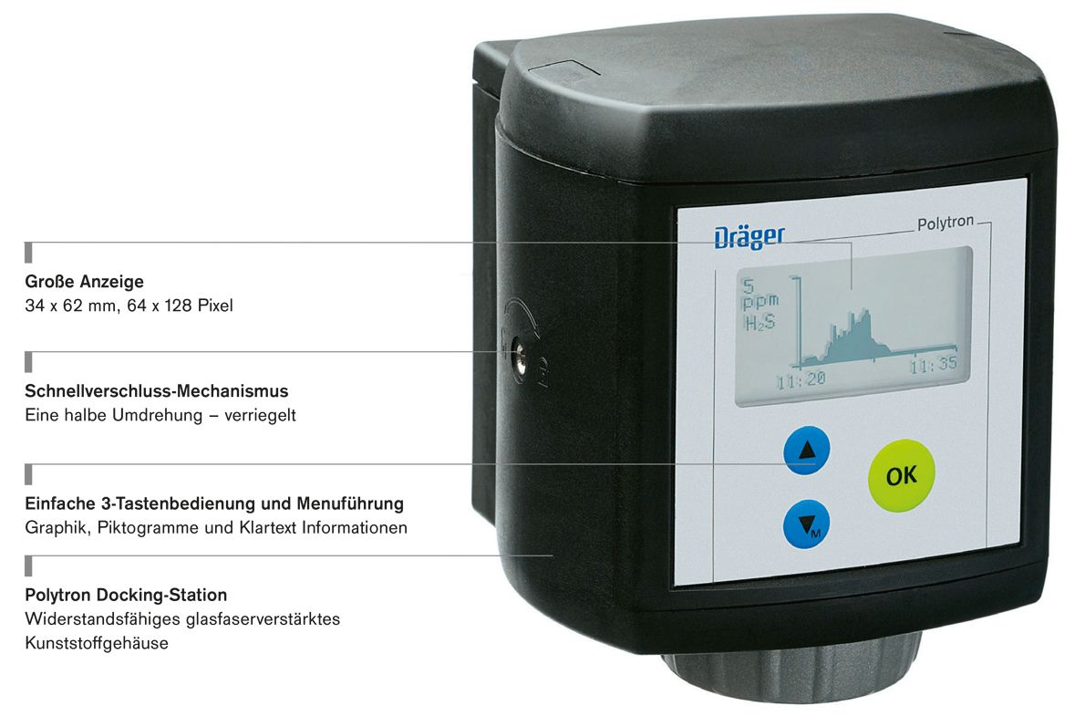 Dräger Polytron 7000, GRUNDGERÄT, stationäres Gaswarngerät für toxische Gase und Sauerstoff O2 4-20 mA + Relais (Bild 2)