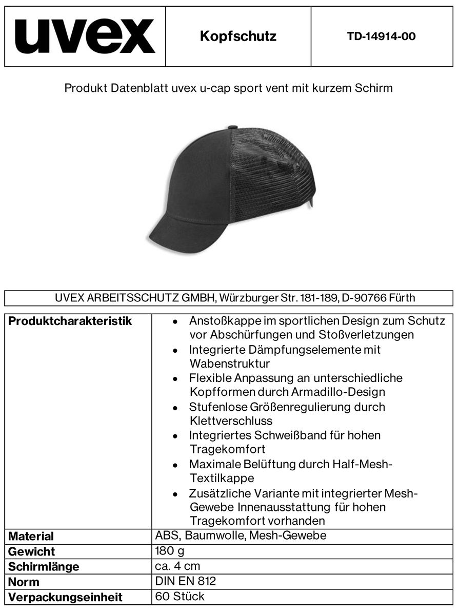 uvex u-cap sport vent Anstoßkappe (Bild 2)