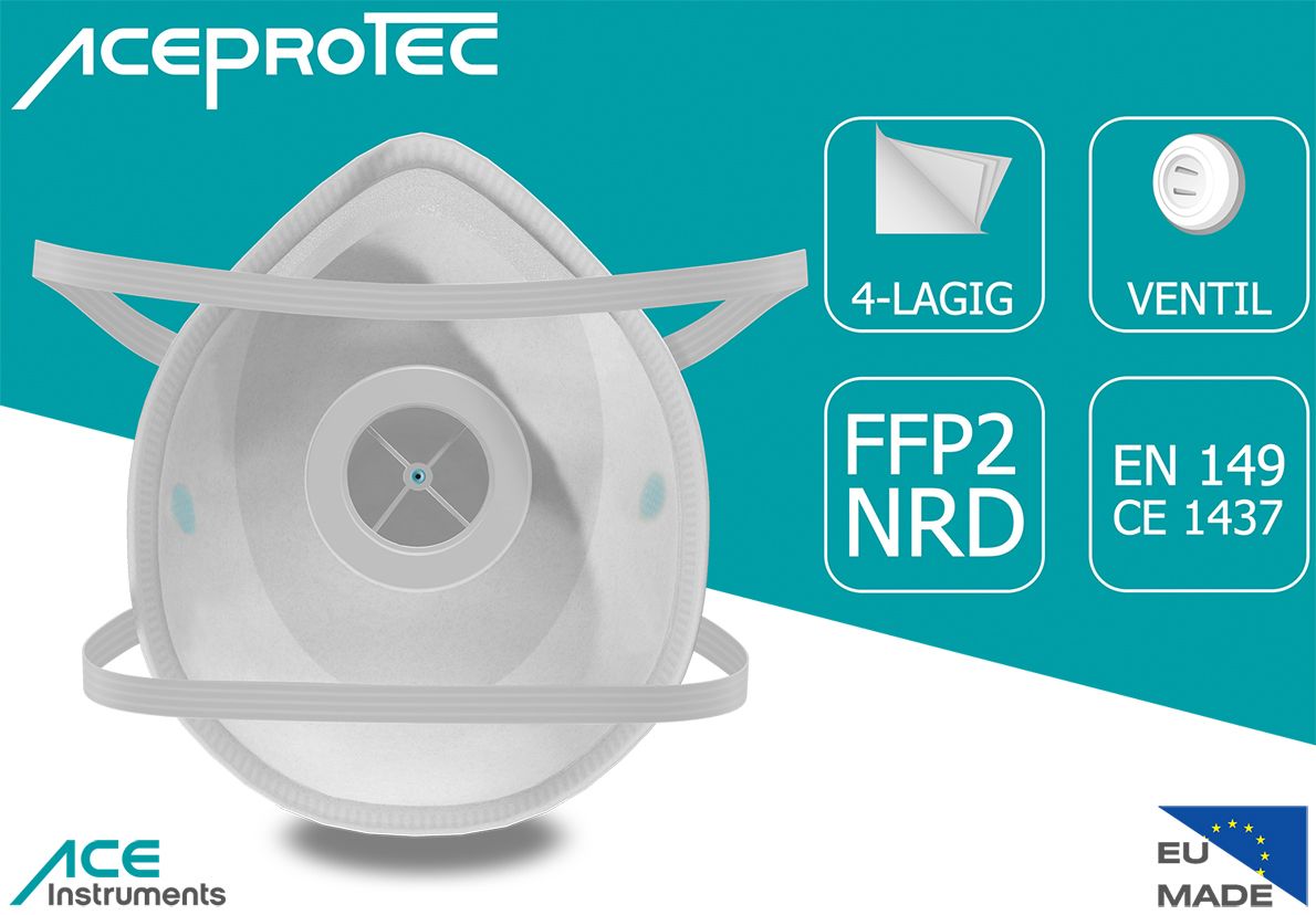10 Stück ACE ProTec FFP2-Masken - Staubschutz-Maske mit Ventil - EN 149 - Einweg-Staubmaske gegen Holz- & Metall-Staub (Bild 7)