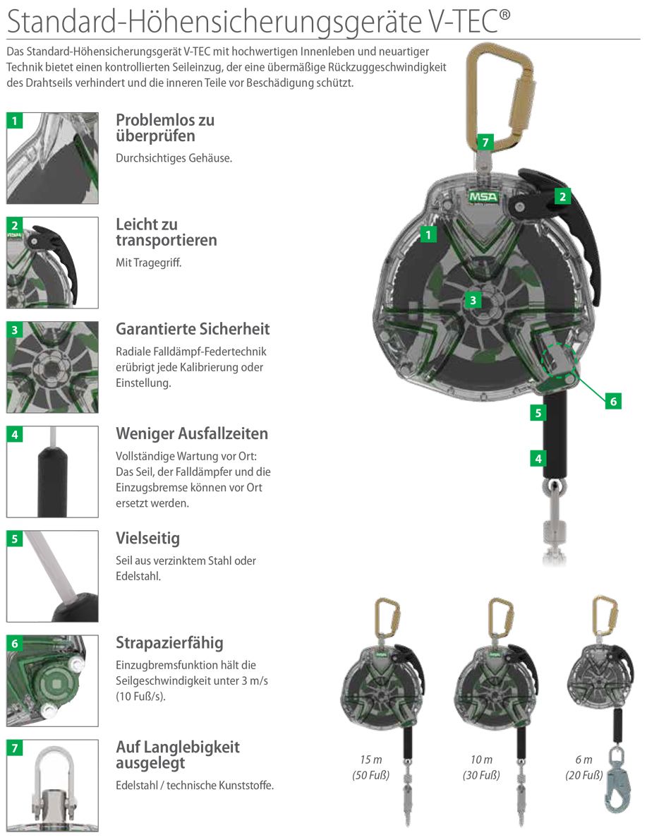 MSA V-Tec Höhensicherungsgerät - EN 360 - 10 m Stahlseil verzinkt (Bild 4)