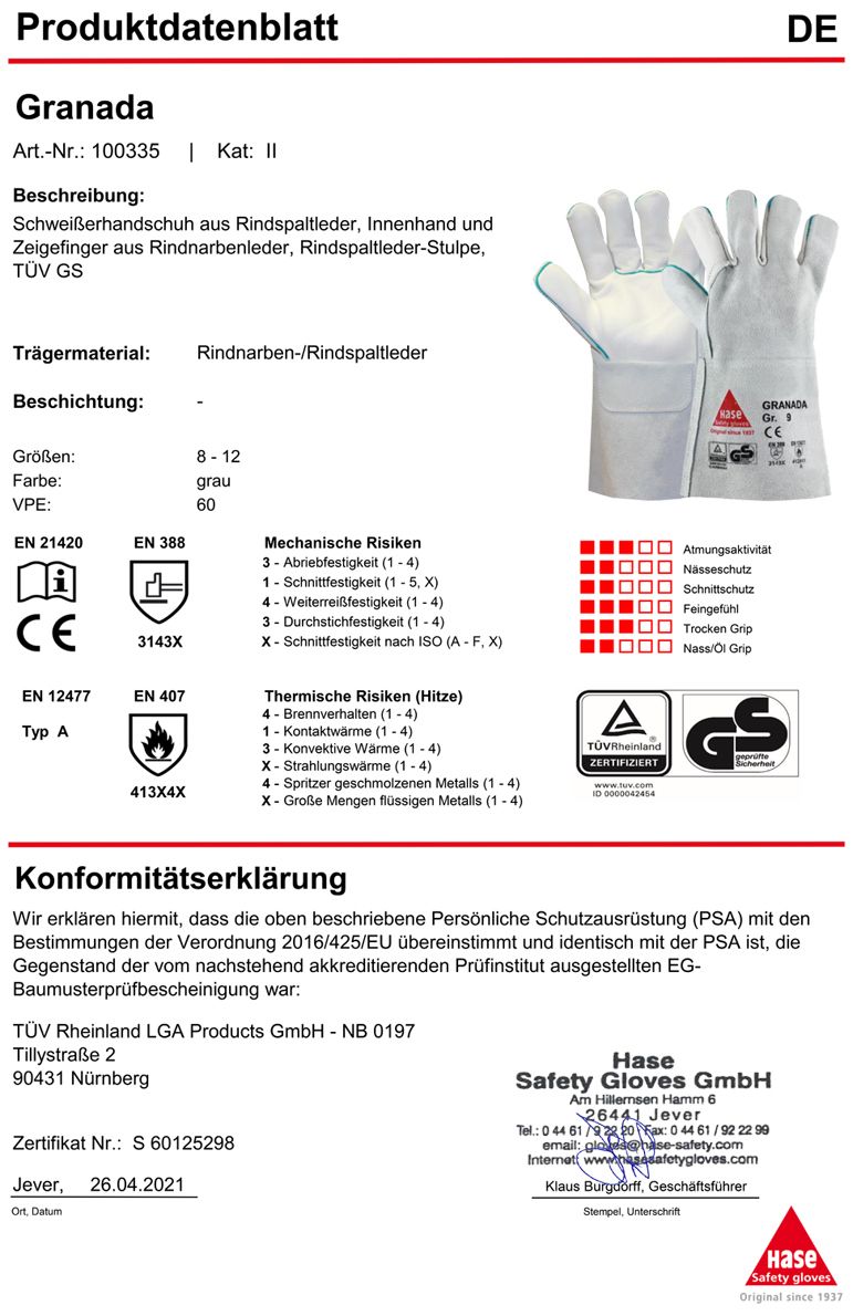 1 Paar Hase Granada Schweißerhandschuhe (Bild 2)