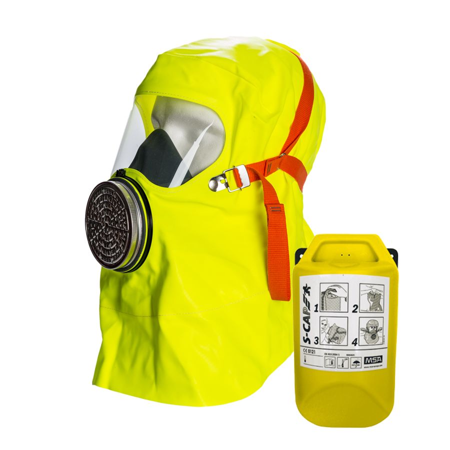 MSA Brandfluchthaube - Rauchmaske - Fluchtfiltergerät S-CAP, Schutz gg. Rauch Brandgase - Partikel In leuchtender Wandbox (Bild 2)