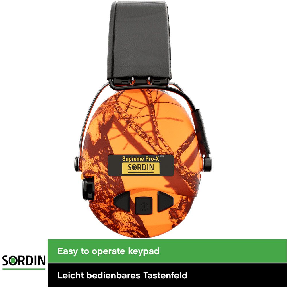 Sordin Supreme Pro-X LED Kapsel-Gehörschutz aktiv mit Leder-Kopfband Orange (Bild 5)