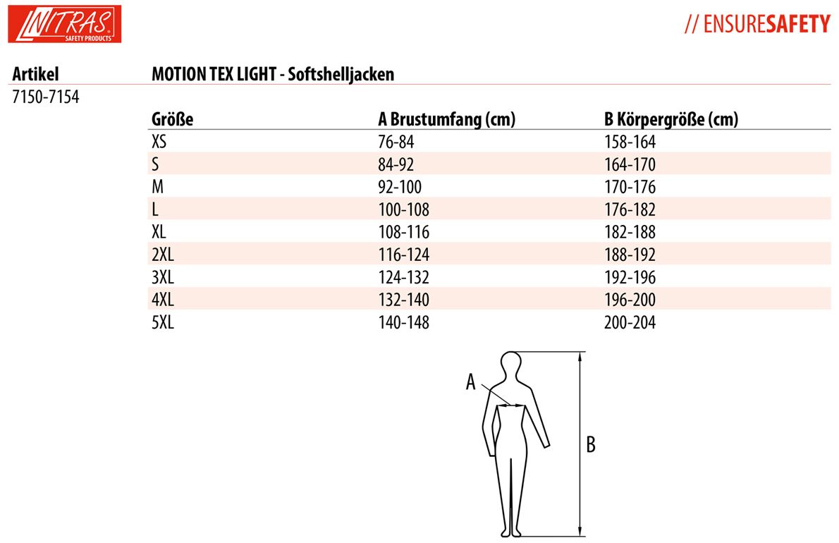 Nitras Motion Tex Light Softshell-Arbeitsjacke für Herren