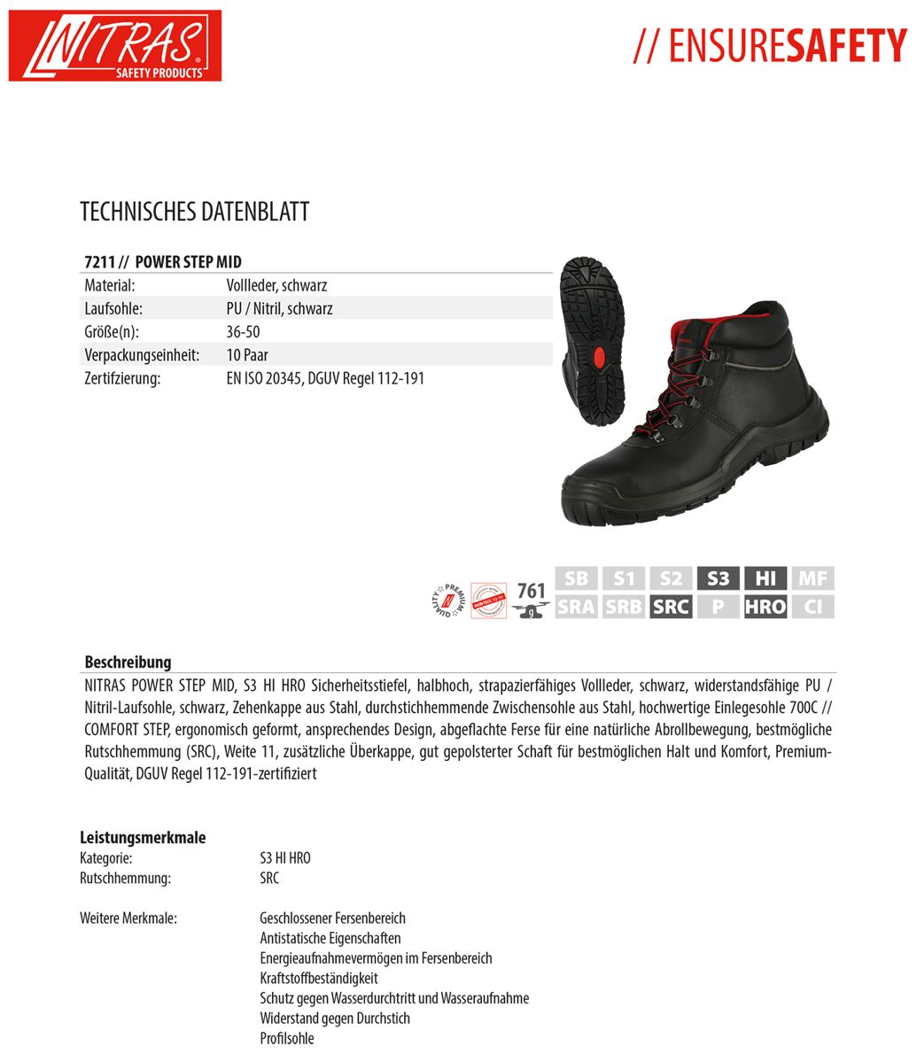 ABVERKAUF: Nitras Power Step Mid S3 Arbeitstiefel (Bild 5)