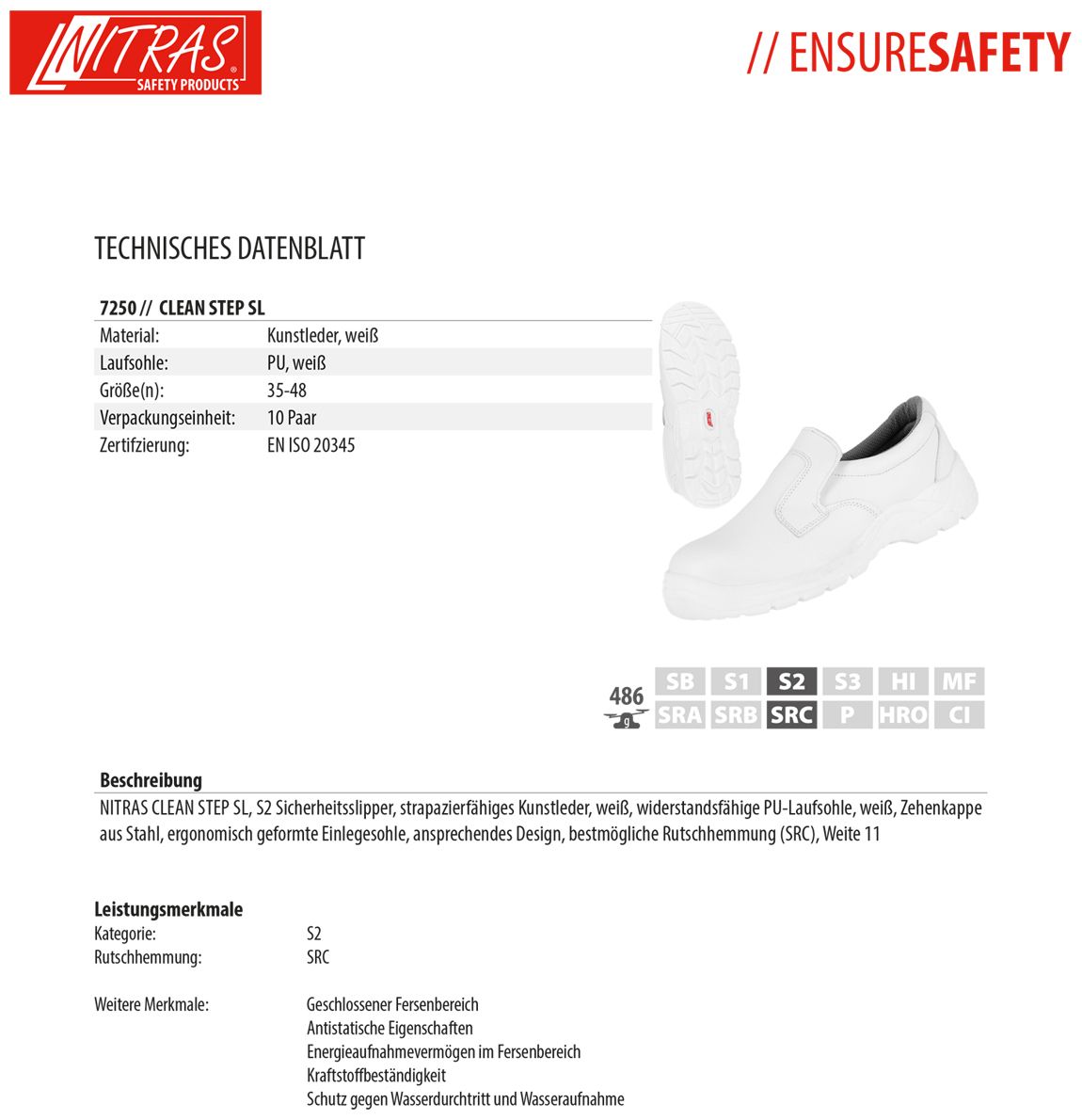Nitras Clean Step SL S2 Arbeitsschuhe - 46 (Bild 3)