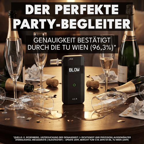 ACE A Alkoholtester + 25 Mundstücke & Kalibrier-Gutschein