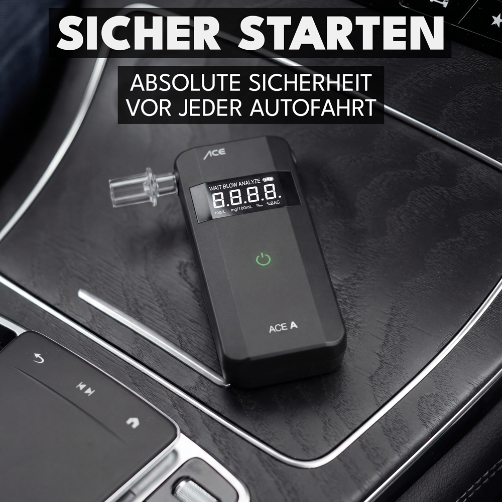 ACE A Alkoholtester + 25 Mundstücke & Kalibrier-Gutschein