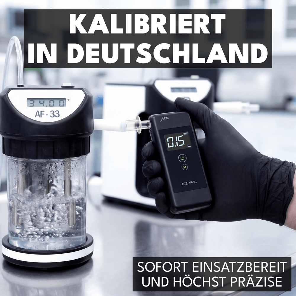 ACE AF-33 Alkotester mit 95,8% Richtigkeit laut TU Wien (2026) + 25 Mundstücke & Kalibriergutschein