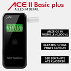 ACE II Basic plus Alkoholtester + 25 Mundstücke & Kalibriergutschein