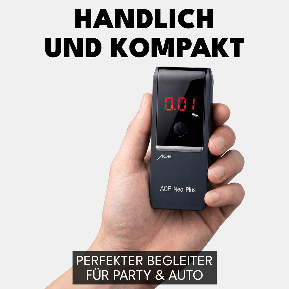 ACE Neo Alkoholtester + 25 Mundstücke & Kalibrier-Gutschein