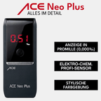 ACE Neo Alkoholtester + 25 Mundstücke & Kalibrier-Gutschein