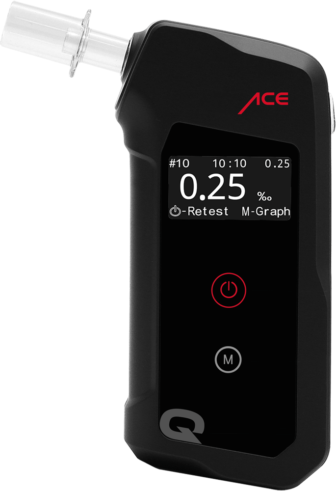 ACE Q Alkoholtester mit 98,7% Richtigkeit laut TU Wien (2026) + 25 Mundstücke & Kalibrier-Gutschein