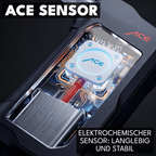 ACE Q Alkoholtester mit 98,7% Richtigkeit laut TU Wien (2026) + 25 Mundstücke & Kalibrier-Gutschein