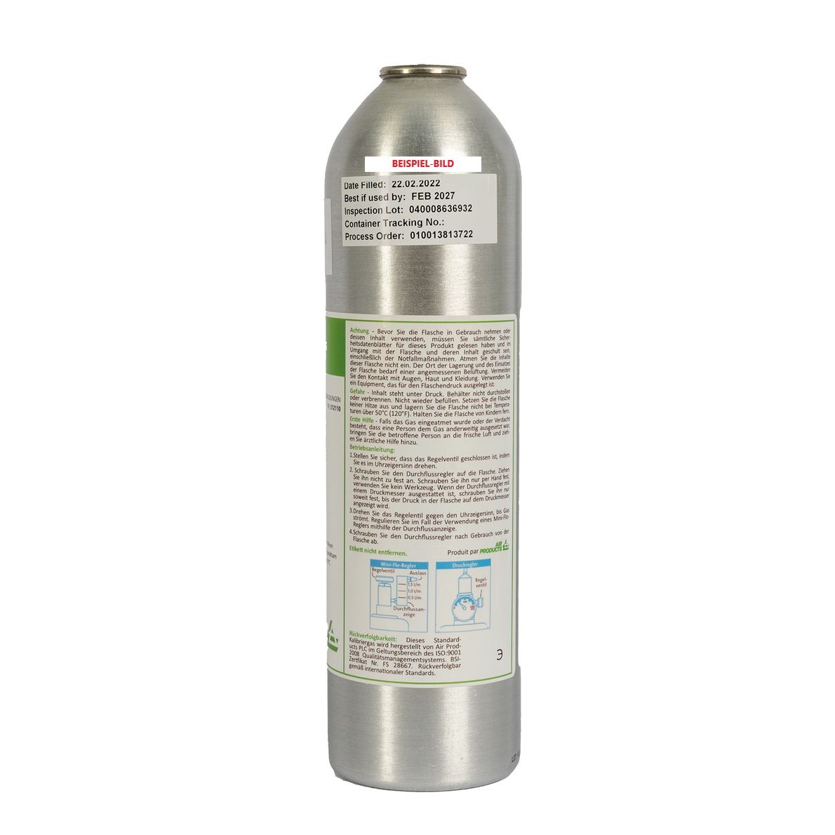 Air Products Prüf- und Kalibriergasflaschen - 3-Gas-Gemische - Aerosol (12 L), 34 L, 58 L oder 110 L Druckdosen mit langer Haltbarkeit (Bild 2)