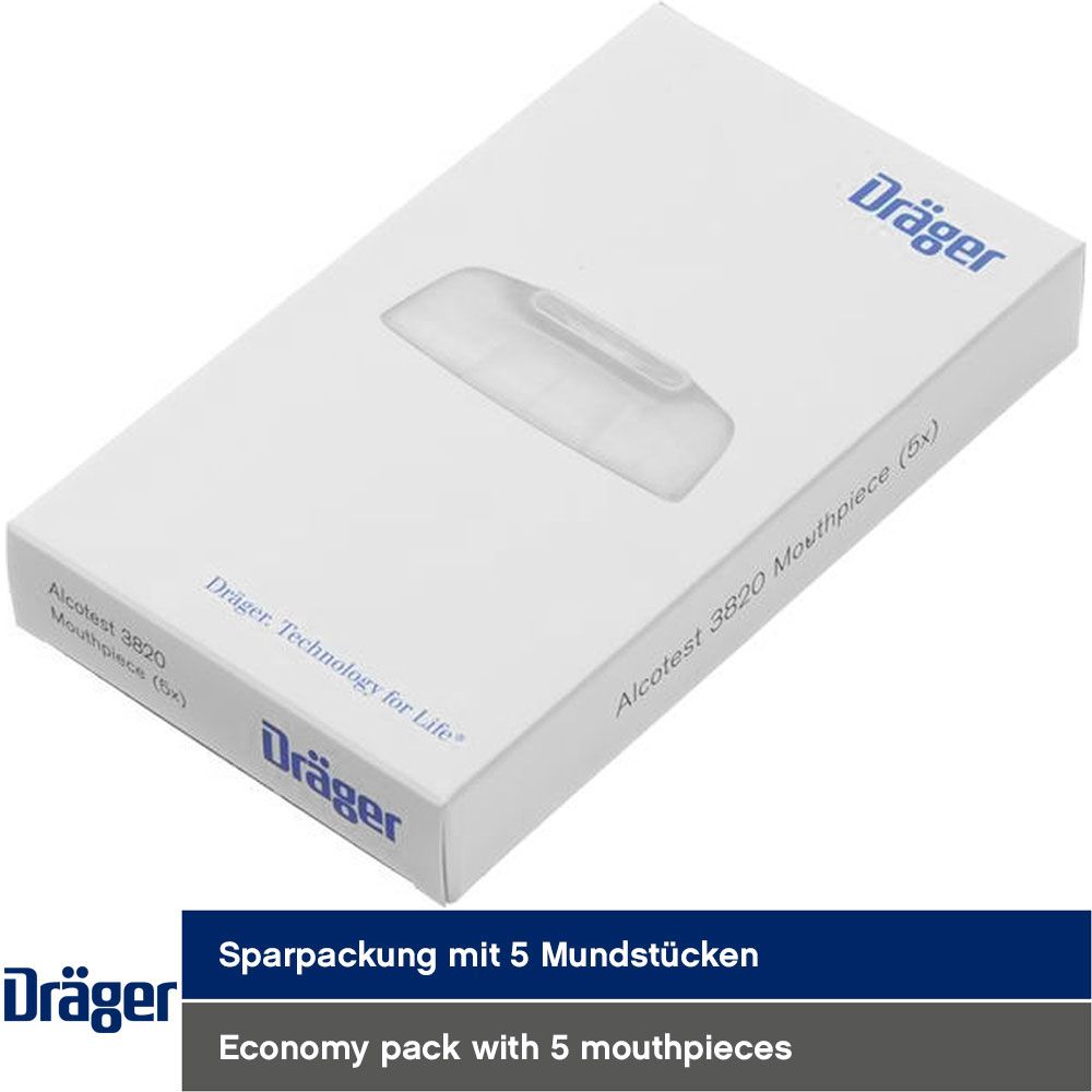 Dräger Alkoholtester-Mundstücke - 5 Mundstücke mit Rückatemsperre für Alcotest 3820 und 4000 - hygienisch einzeln verpackt (8325250) (Bild 4)