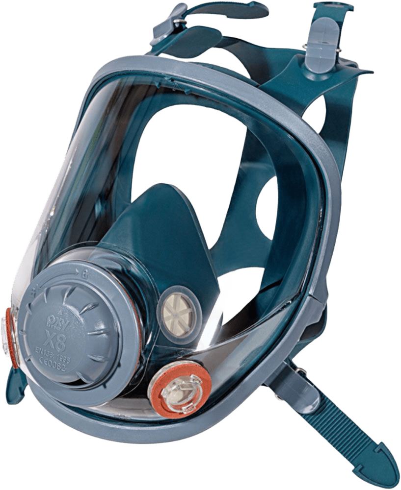 Oxyline X8 Atemschutz-Vollmaske - Gas-Maske aus Silikon mit Bajonett-Anschlüssen & Schutz-Visier - EN 136, Klasse 2 (Bild 1)