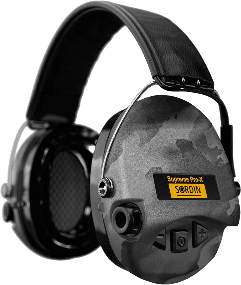 Sordin Supreme Pro-X LED Kapsel-Gehörschutz aktiv mit Leder-Kopfband - Limited Night Camo Special Edition (Bild 1)