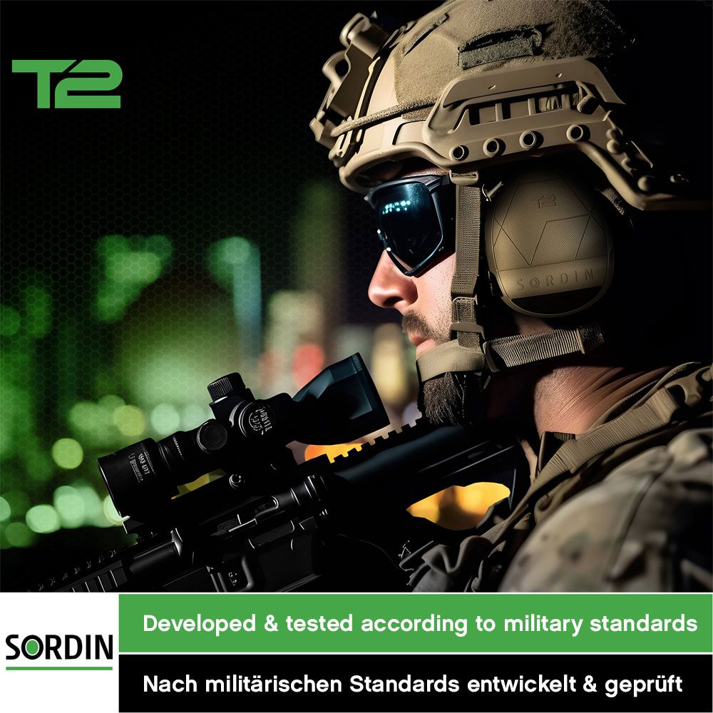 Sordin Supreme T2 Kapsel-Gehörschutz aktiv mit Leder-Kopfband Tan (Bild 3)